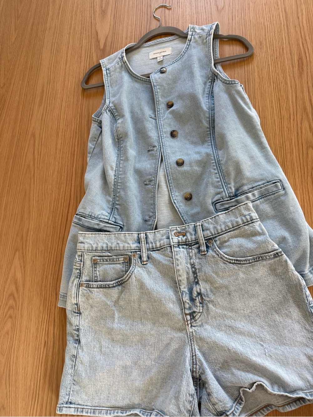 Banana Republic Light Blue Denim Vest & Shorts Set